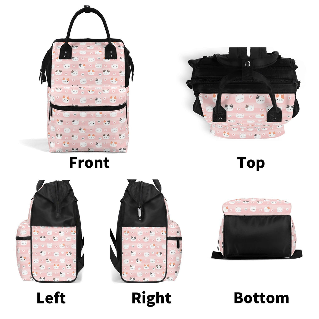 Pink Cats Multi Pocket Backpack Multi Pocket Backpack Printed Offshore