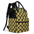 Painted Sunflower Multi Pocket Backpack Multi Pocket Backpack Plants Printed Offshore