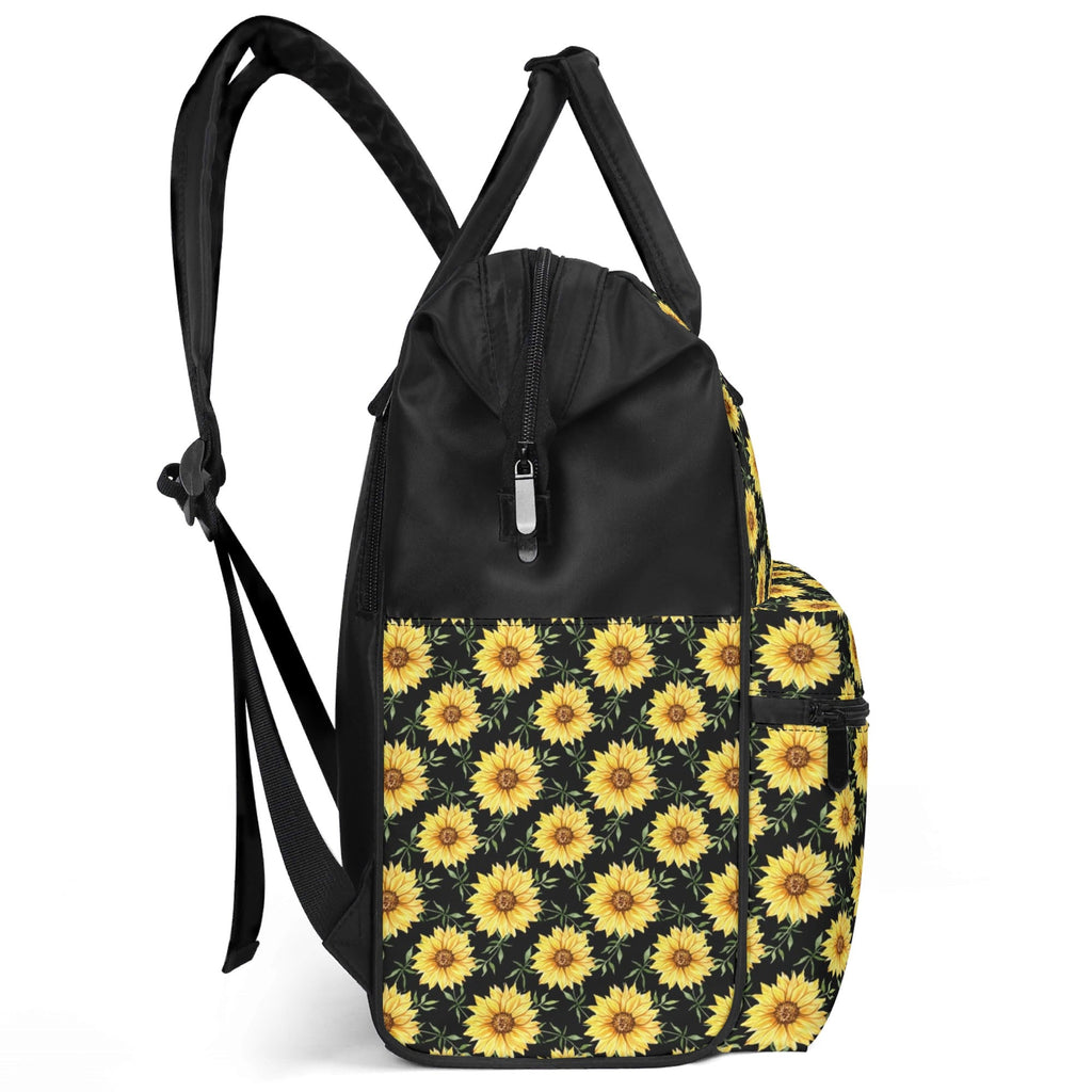 Painted Sunflower Multi Pocket Backpack Multi Pocket Backpack Plants Printed Offshore