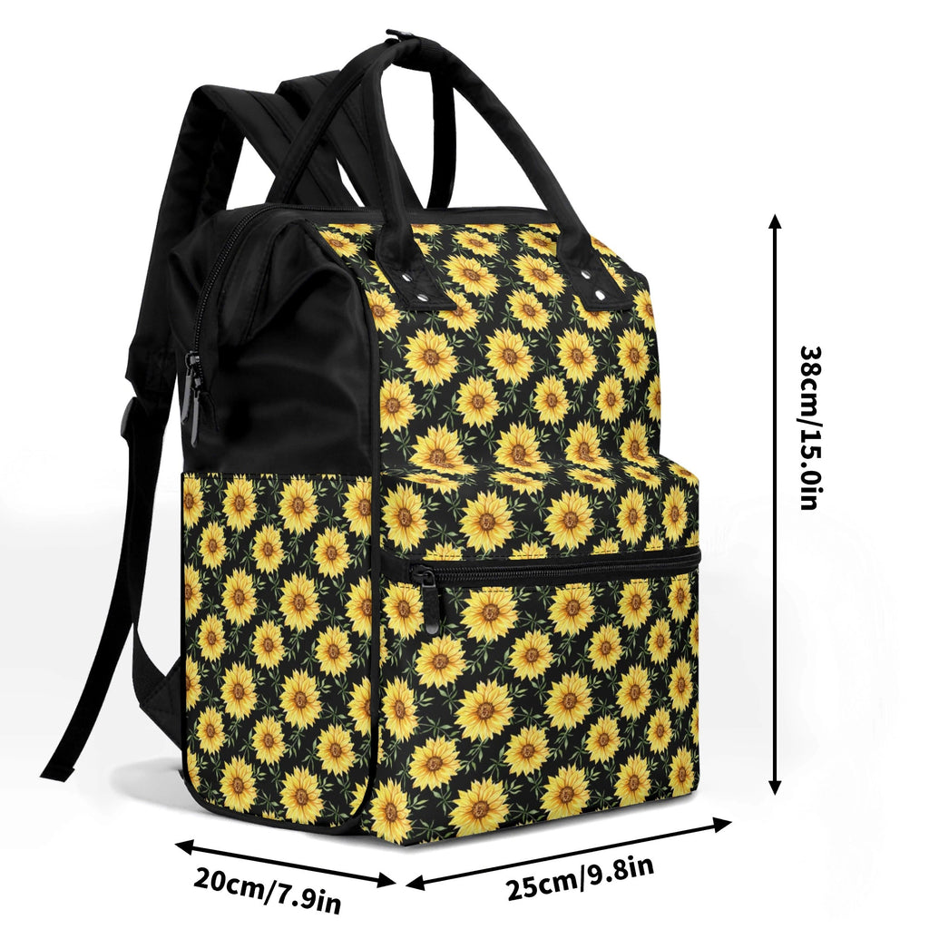 Painted Sunflower Multi Pocket Backpack Multi Pocket Backpack Plants Printed Offshore