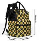Painted Sunflower Multi Pocket Backpack Multi Pocket Backpack Plants Printed Offshore