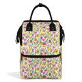 Pink And Yellow Floral Multi Pocket Backpack Default Title Multi Pocket Backpack Plants Printed Offshore