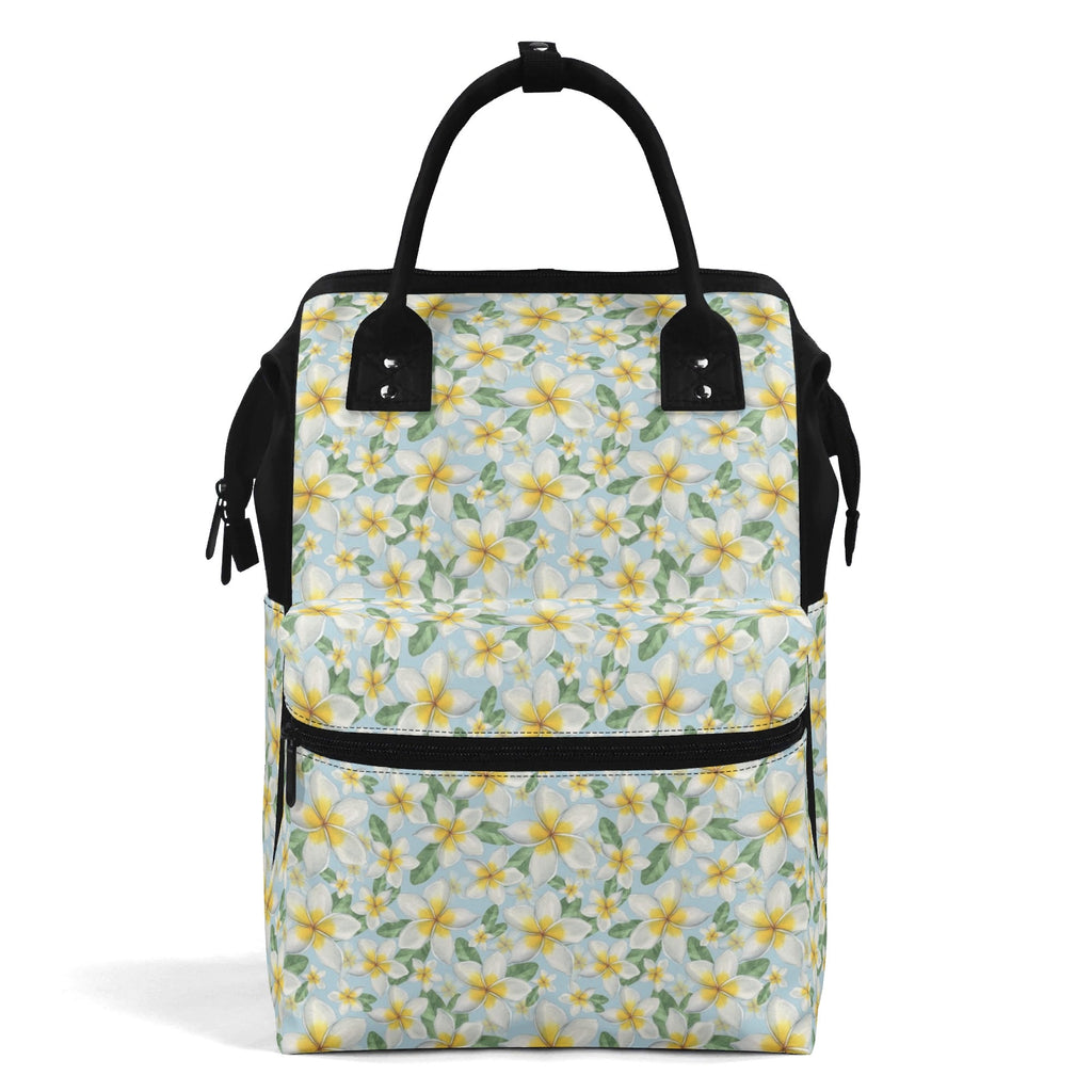 Delicate Frangipani Multi Pocket Backpack Default Title Multi Pocket Backpack Plants Printed Offshore