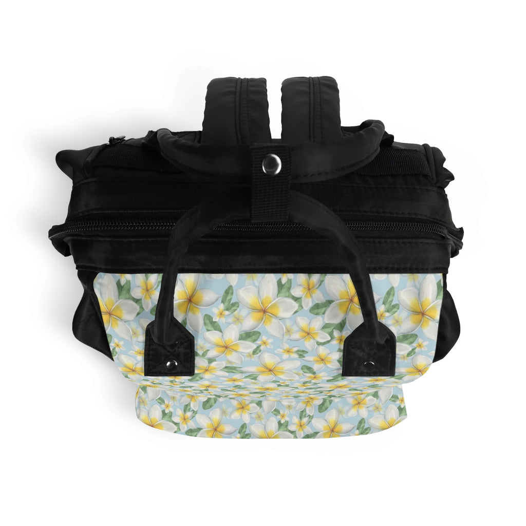 Delicate Frangipani Multi Pocket Backpack Multi Pocket Backpack Plants Printed Offshore