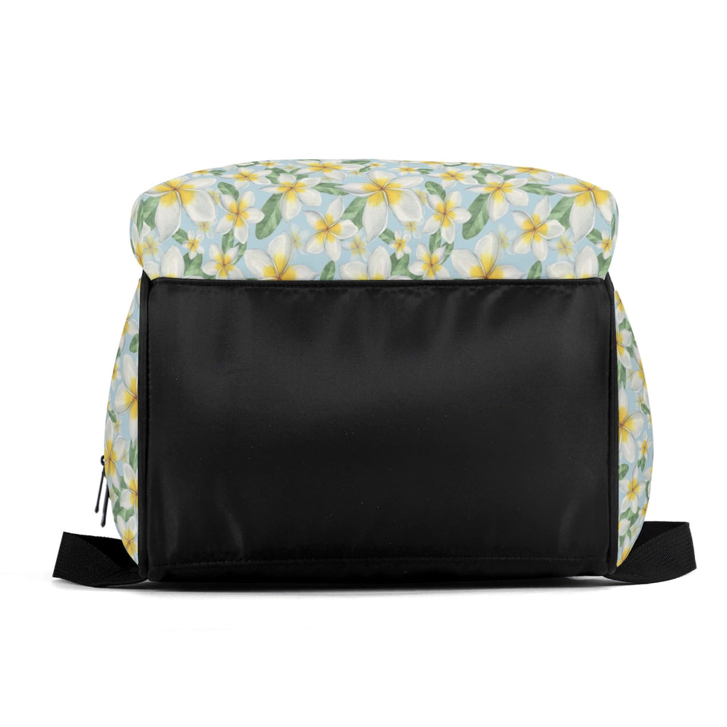 Delicate Frangipani Multi Pocket Backpack Multi Pocket Backpack Plants Printed Offshore