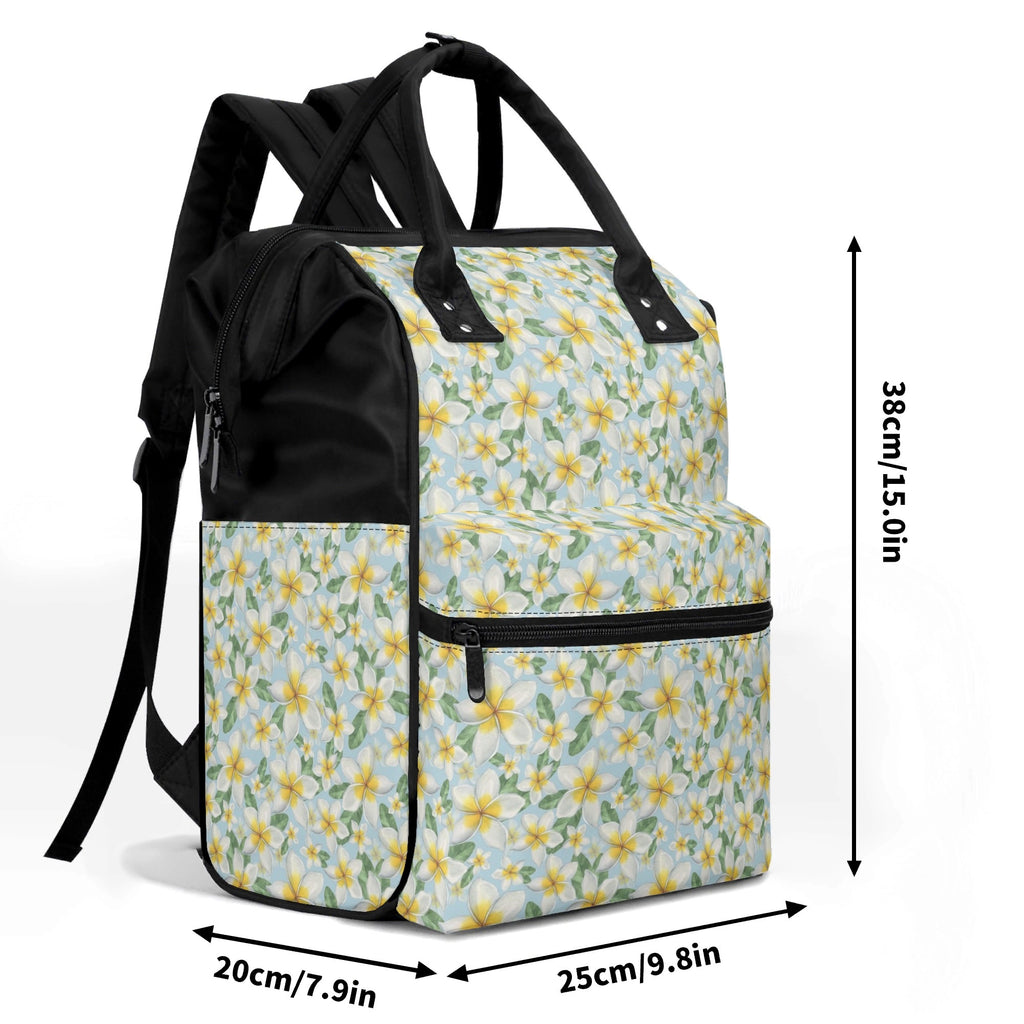 Delicate Frangipani Multi Pocket Backpack Multi Pocket Backpack Plants Printed Offshore