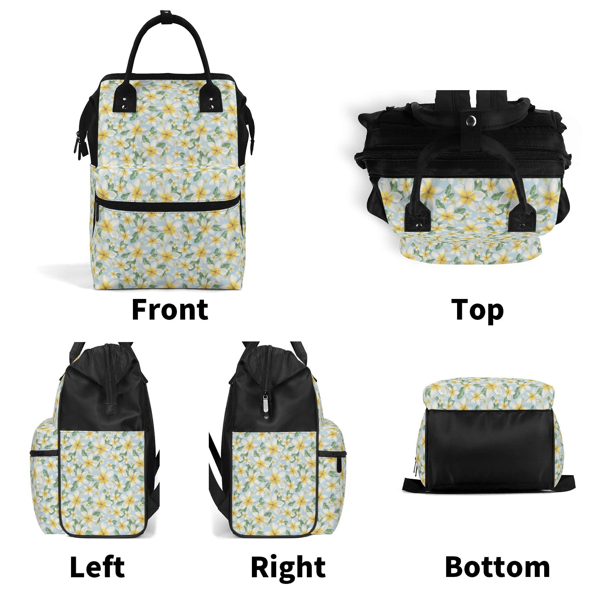 Delicate Frangipani Multi Pocket Backpack Multi Pocket Backpack Plants Printed Offshore