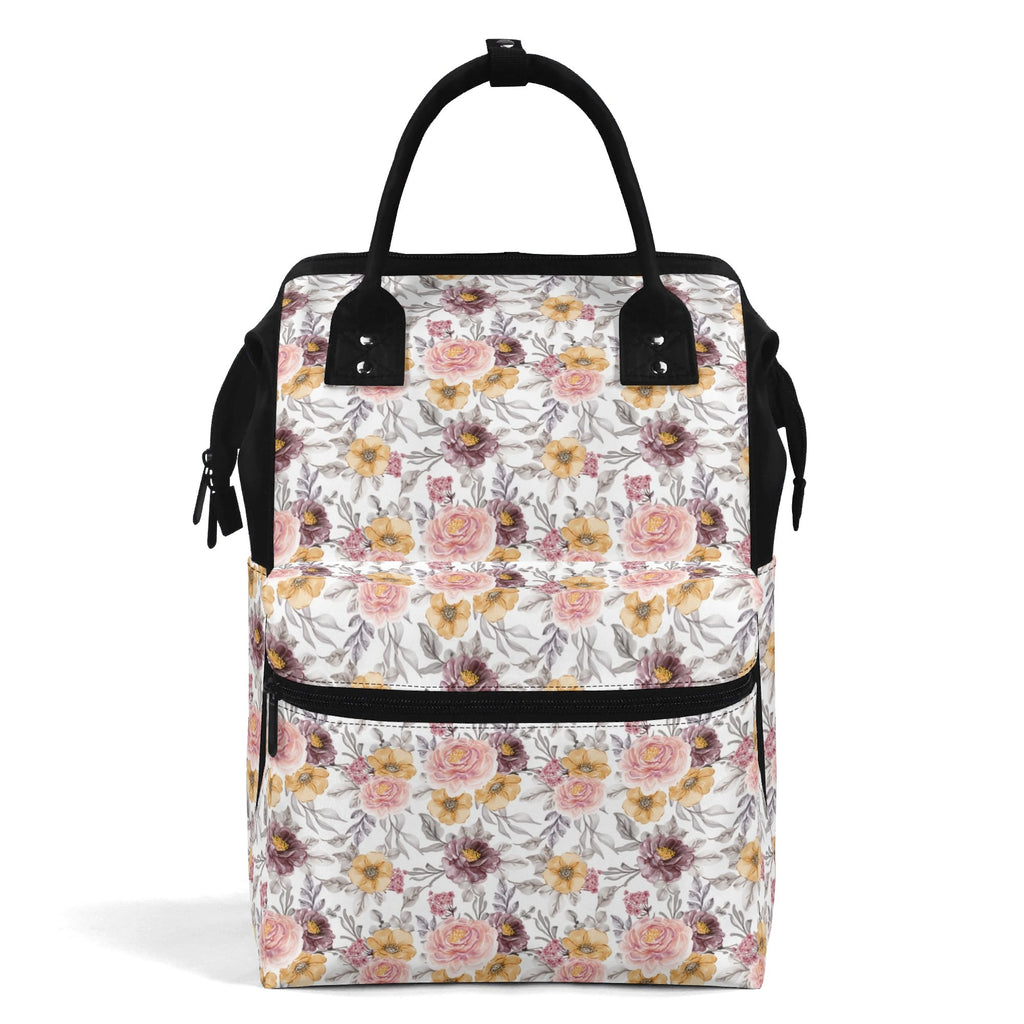 Painted Flowers Multi Pocket Backpack Default Title Multi Pocket Backpack Plants Printed Offshore
