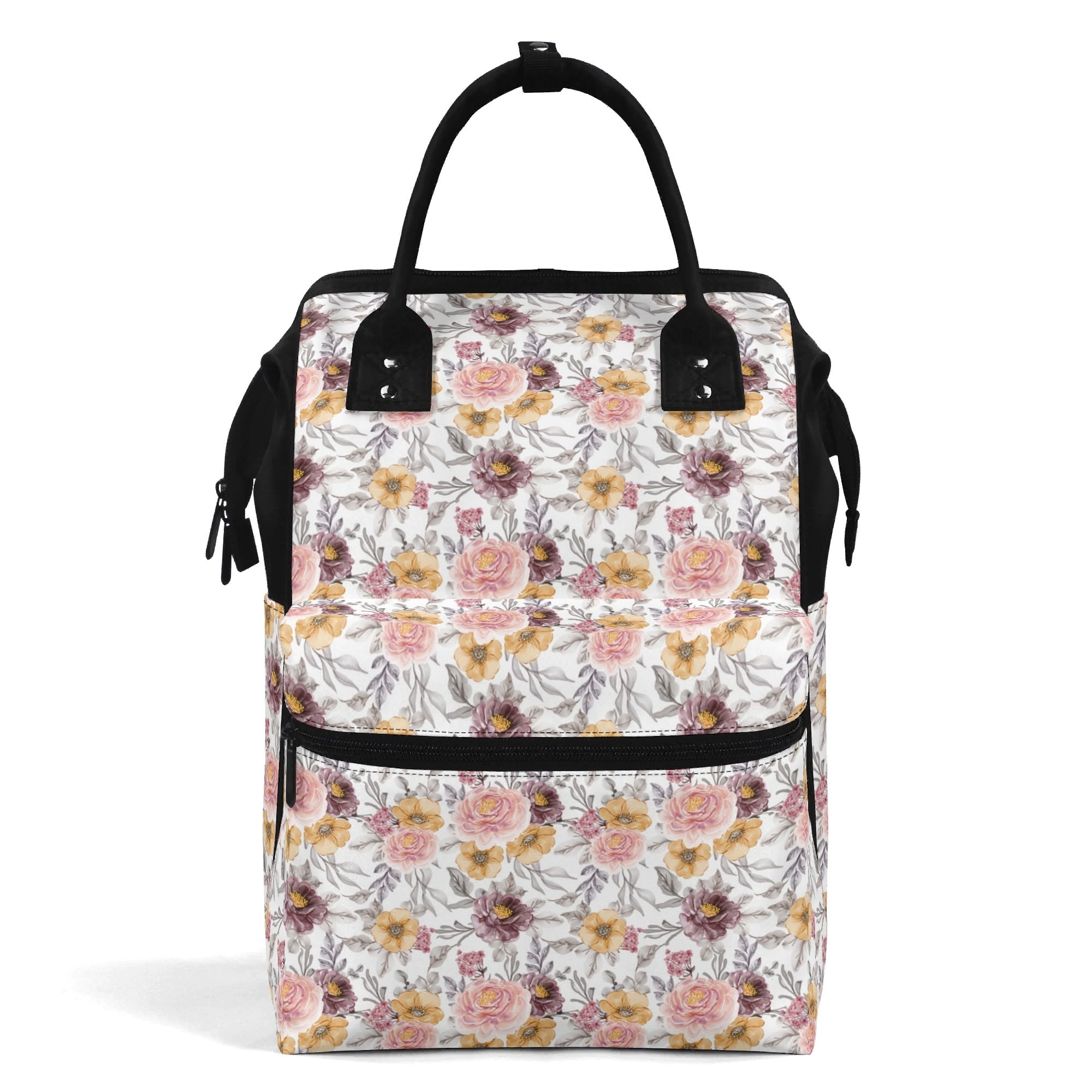 Painted Flowers Multi Pocket Backpack Default Title Multi Pocket Backpack Plants Printed Offshore