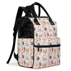 Painted Flowers Multi Pocket Backpack Multi Pocket Backpack Plants Printed Offshore