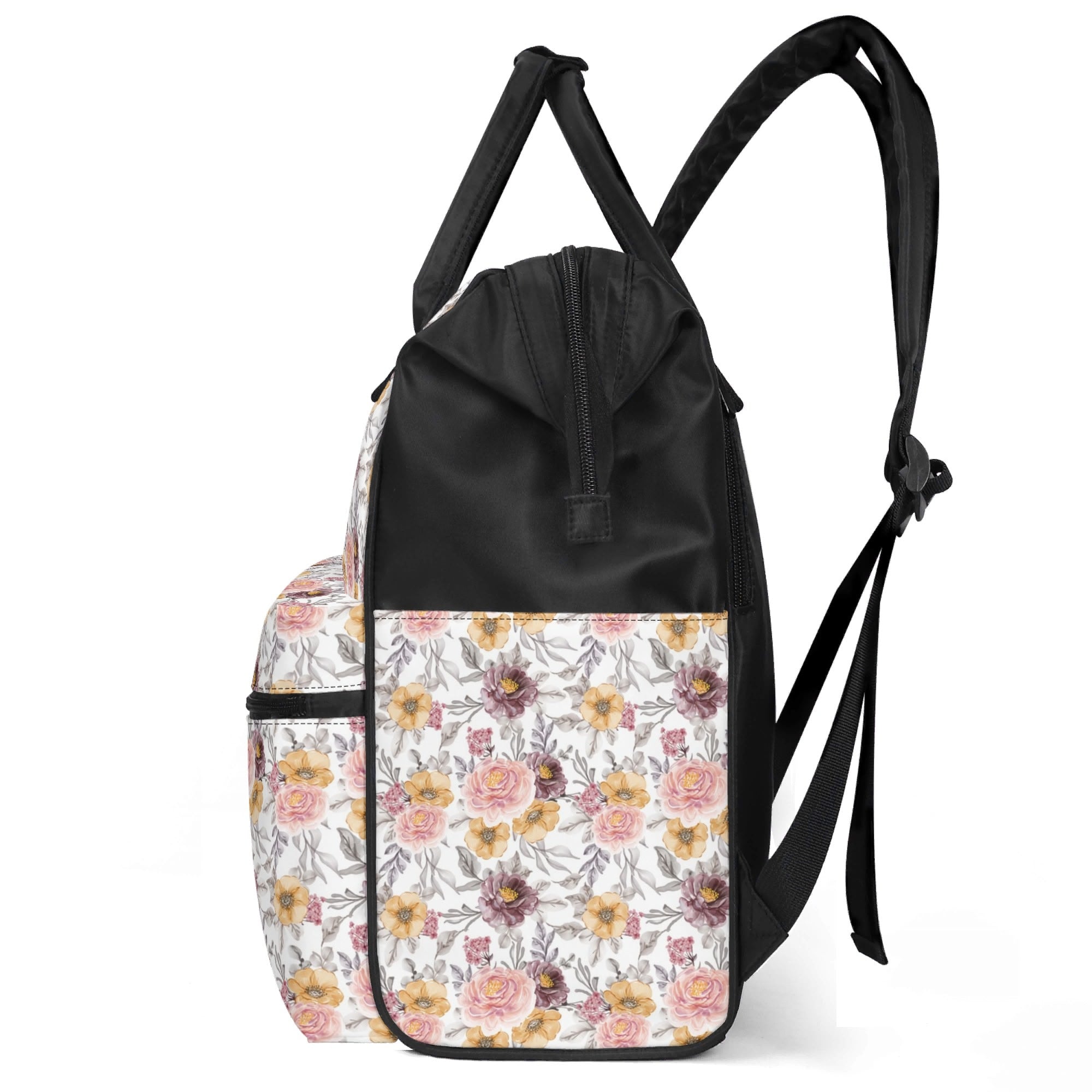 Painted Flowers Multi Pocket Backpack Multi Pocket Backpack Plants Printed Offshore