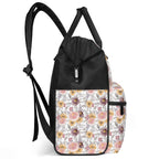 Painted Flowers Multi Pocket Backpack Multi Pocket Backpack Plants Printed Offshore