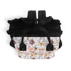 Painted Flowers Multi Pocket Backpack Multi Pocket Backpack Plants Printed Offshore