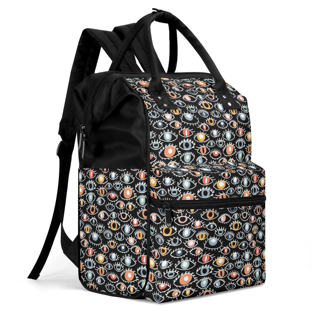 Eyes On Black Multi Pocket Backpack Multi Pocket Backpack Printed Offshore