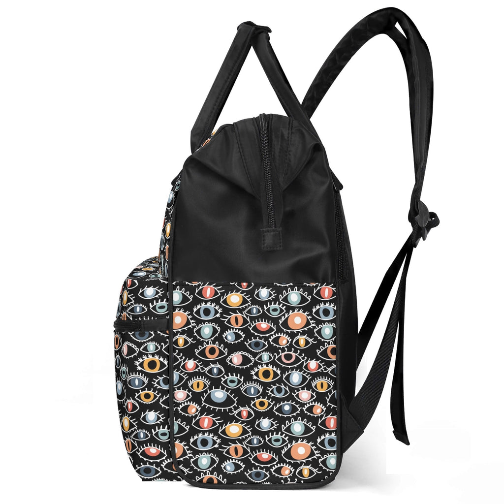 Eyes On Black Multi Pocket Backpack Multi Pocket Backpack Printed Offshore