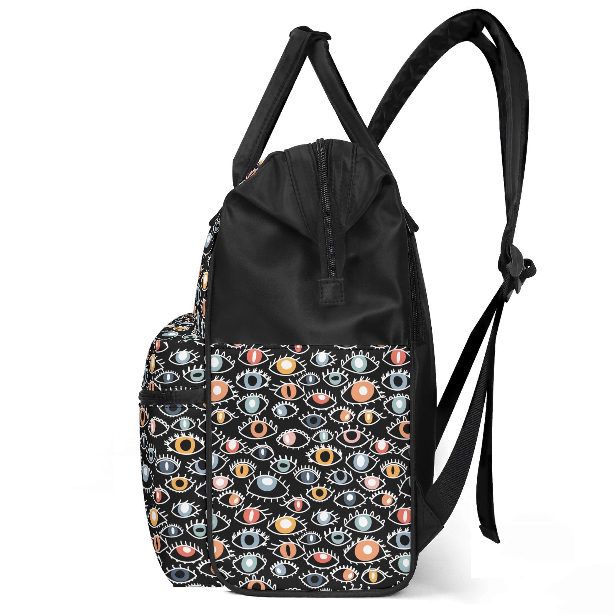 Eyes On Black Multi Pocket Backpack Multi Pocket Backpack Printed Offshore