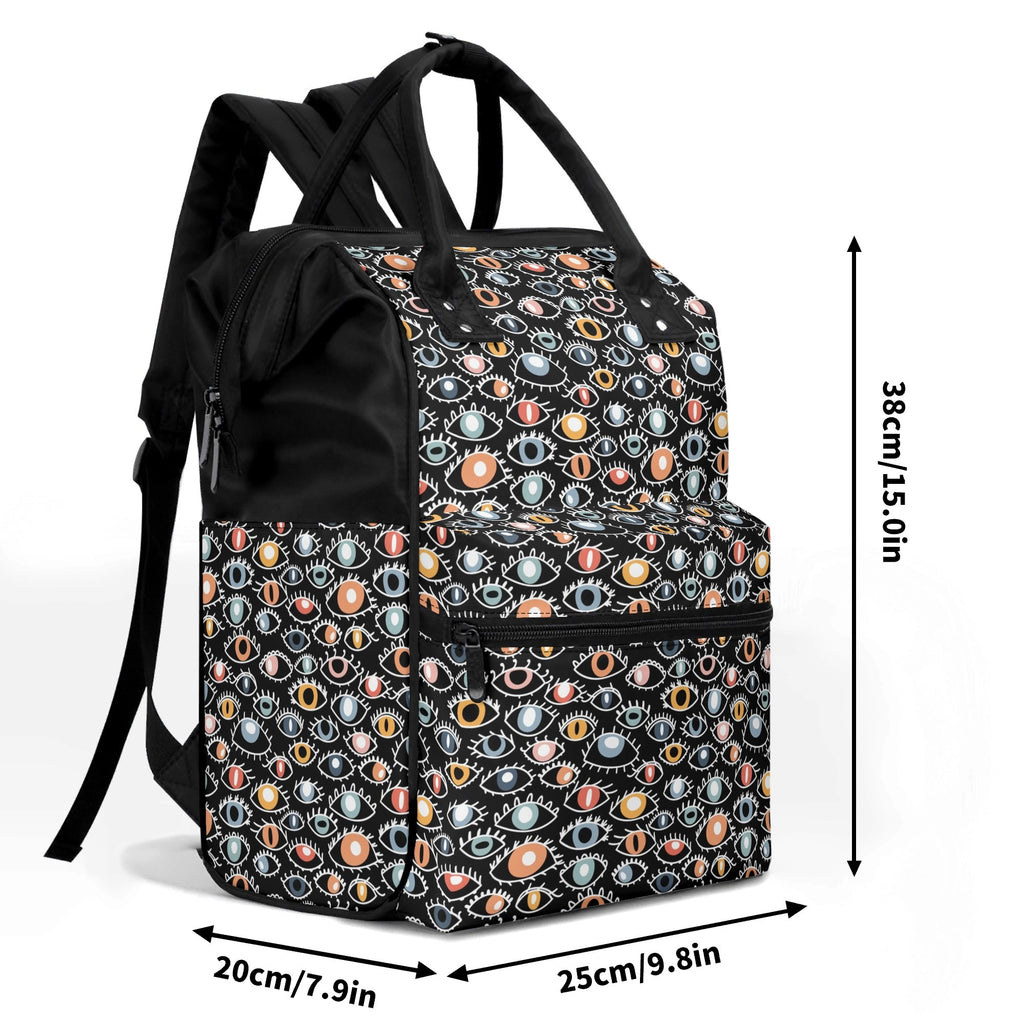 Eyes On Black Multi Pocket Backpack Multi Pocket Backpack Printed Offshore
