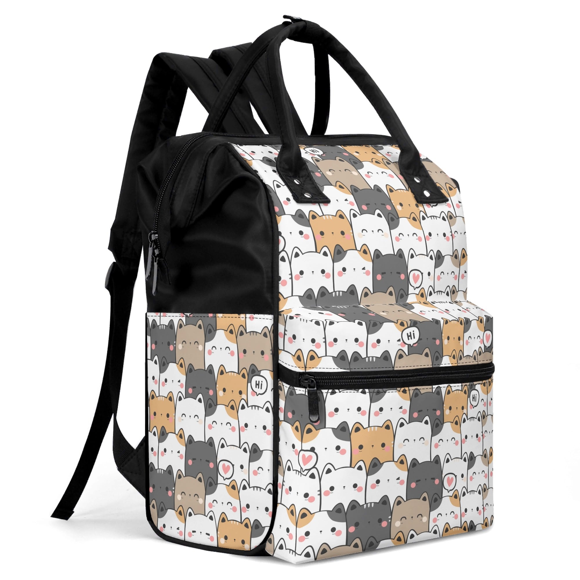 Hi Cat Crowd Multi Pocket Backpack Multi Pocket Backpack animal Printed Offshore