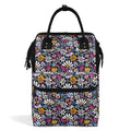 Graphic Flowers On Black Multi Pocket Backpack Default Title Multi Pocket Backpack Plants Printed Offshore