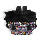 Graphic Flowers On Black Multi Pocket Backpack Multi Pocket Backpack Plants Printed Offshore
