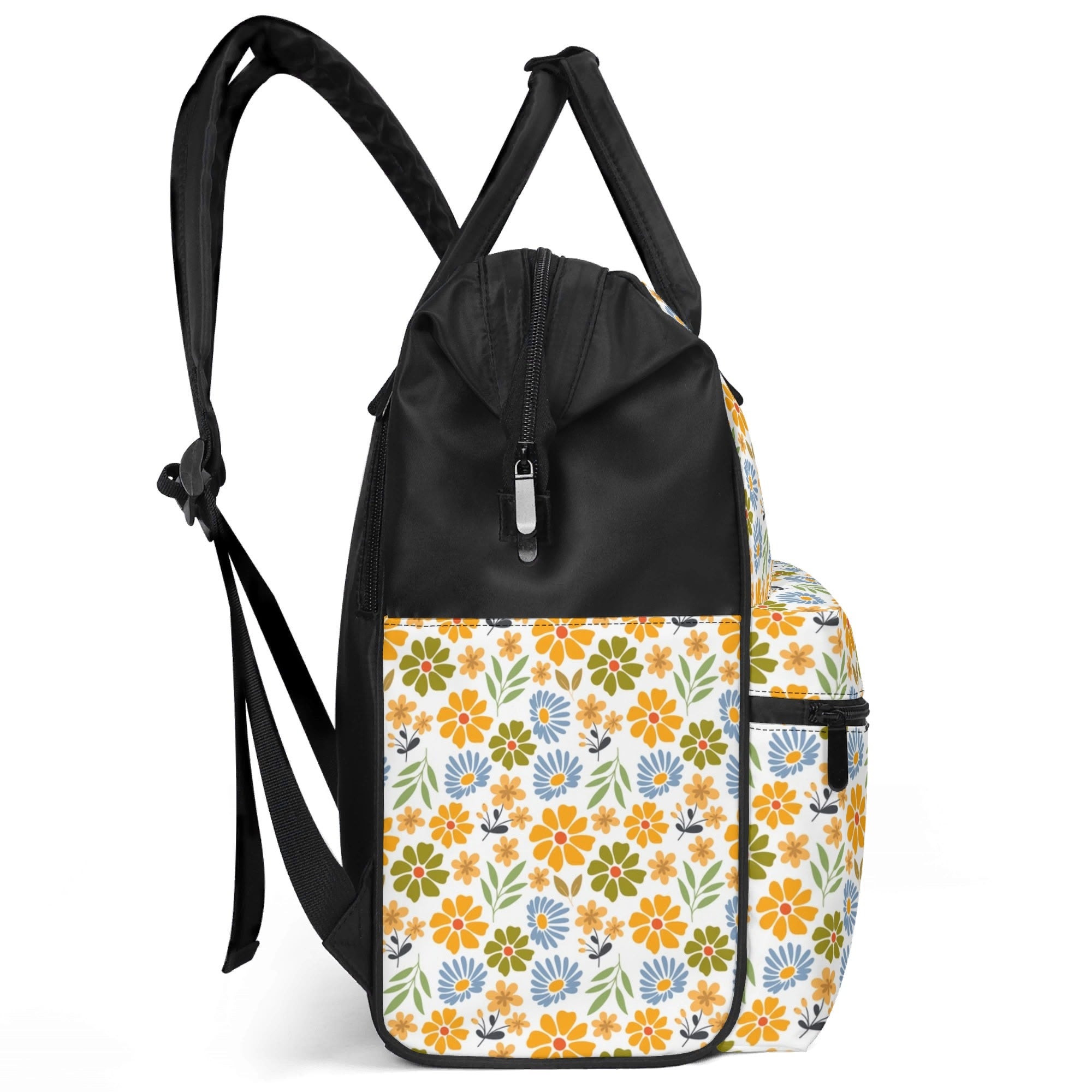 Retro Boho Flowers Multi Pocket Backpack Multi Pocket Backpack Printed Offshore Retro