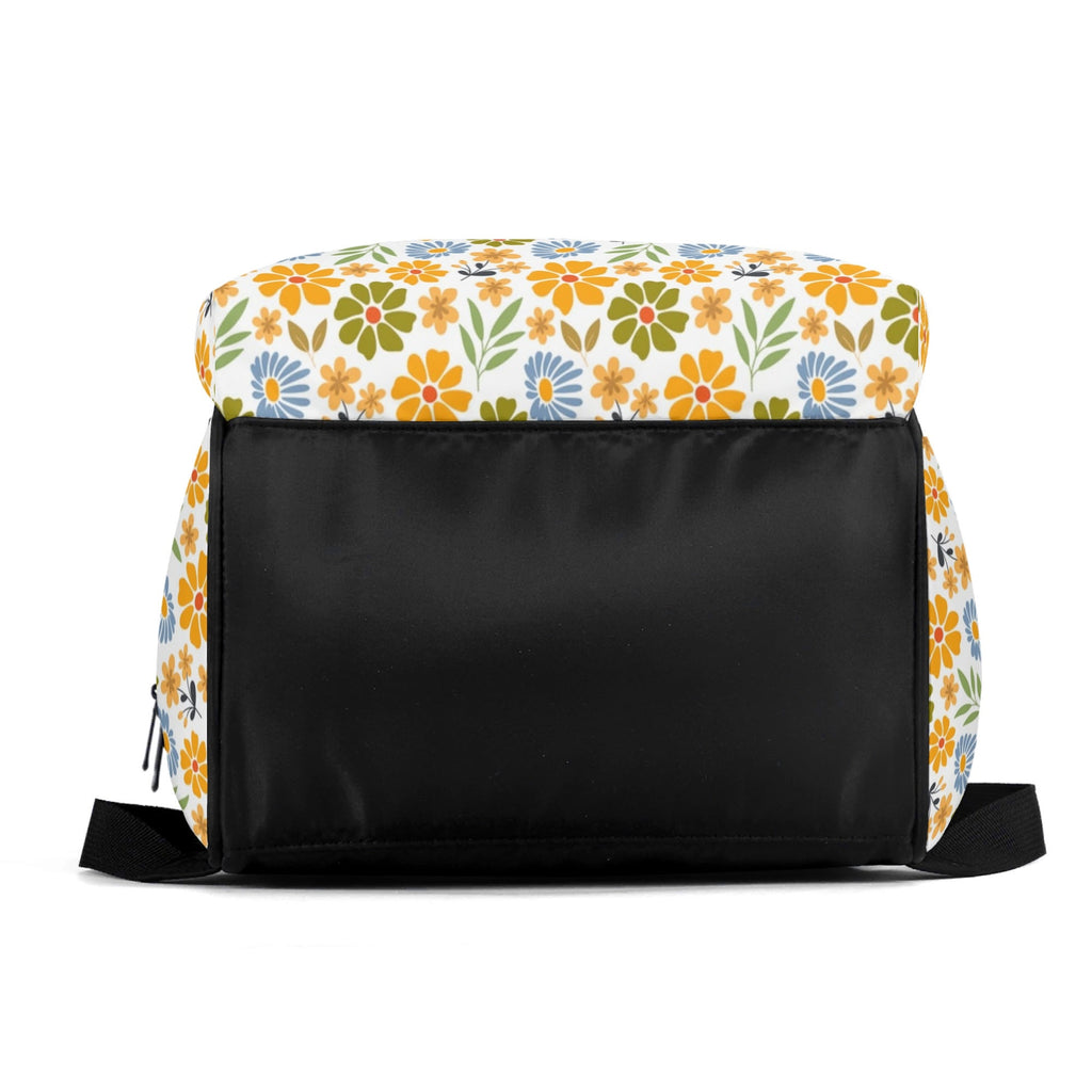 Retro Boho Flowers Multi Pocket Backpack Multi Pocket Backpack Printed Offshore Retro