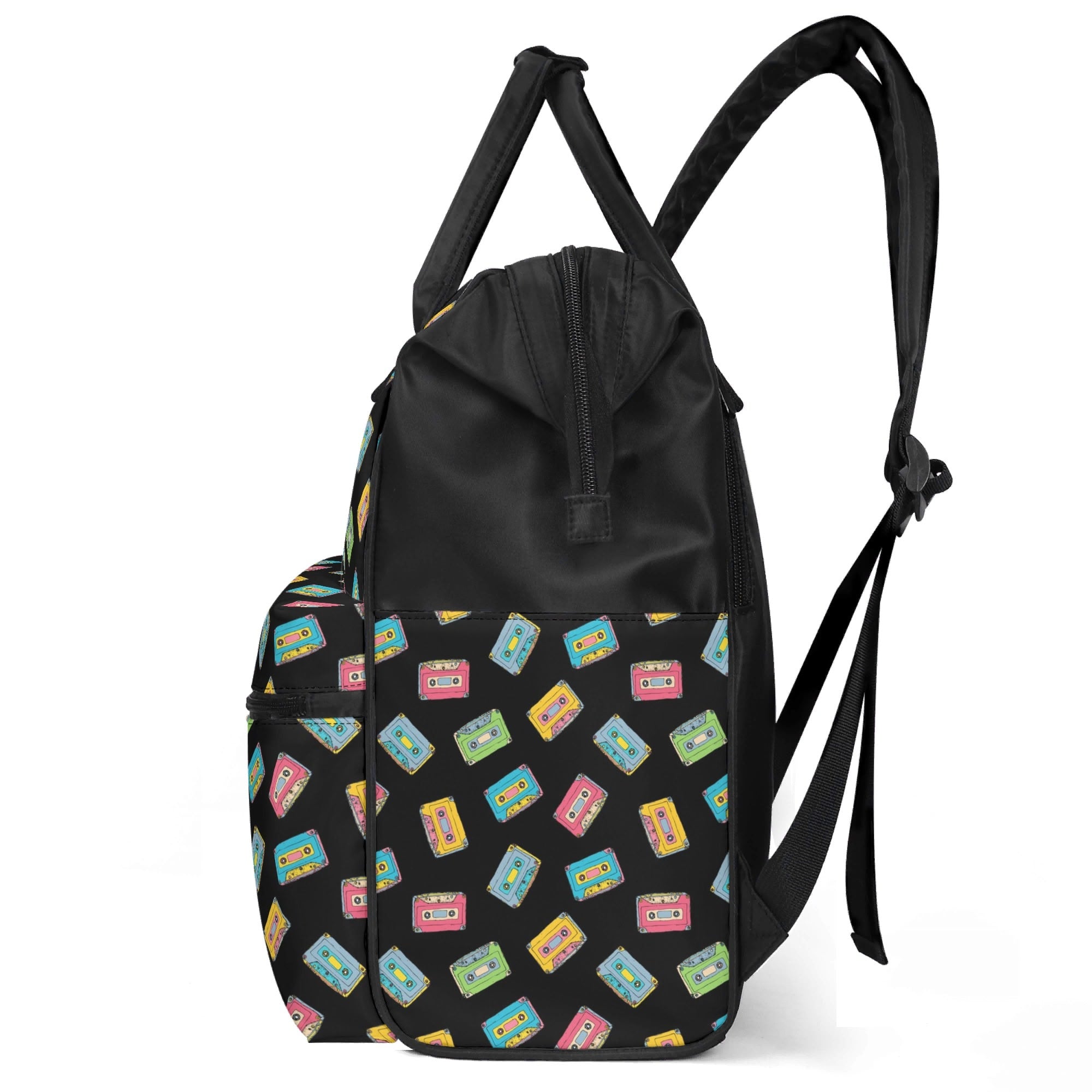 Colourful Cassette Tapes Multi Pocket Backpack Multi Pocket Backpack Music Printed Offshore Retro