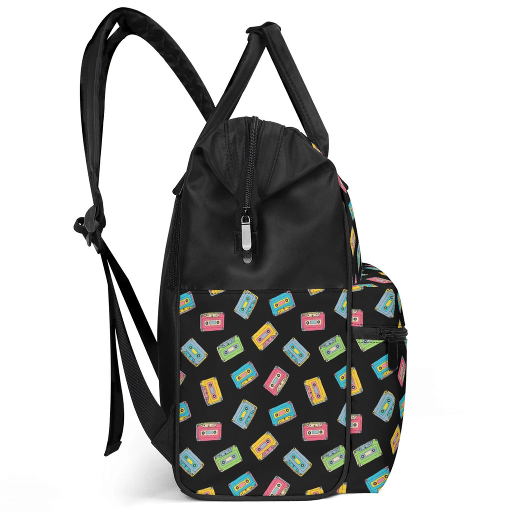 Colourful Cassette Tapes Multi Pocket Backpack Multi Pocket Backpack Music Printed Offshore Retro