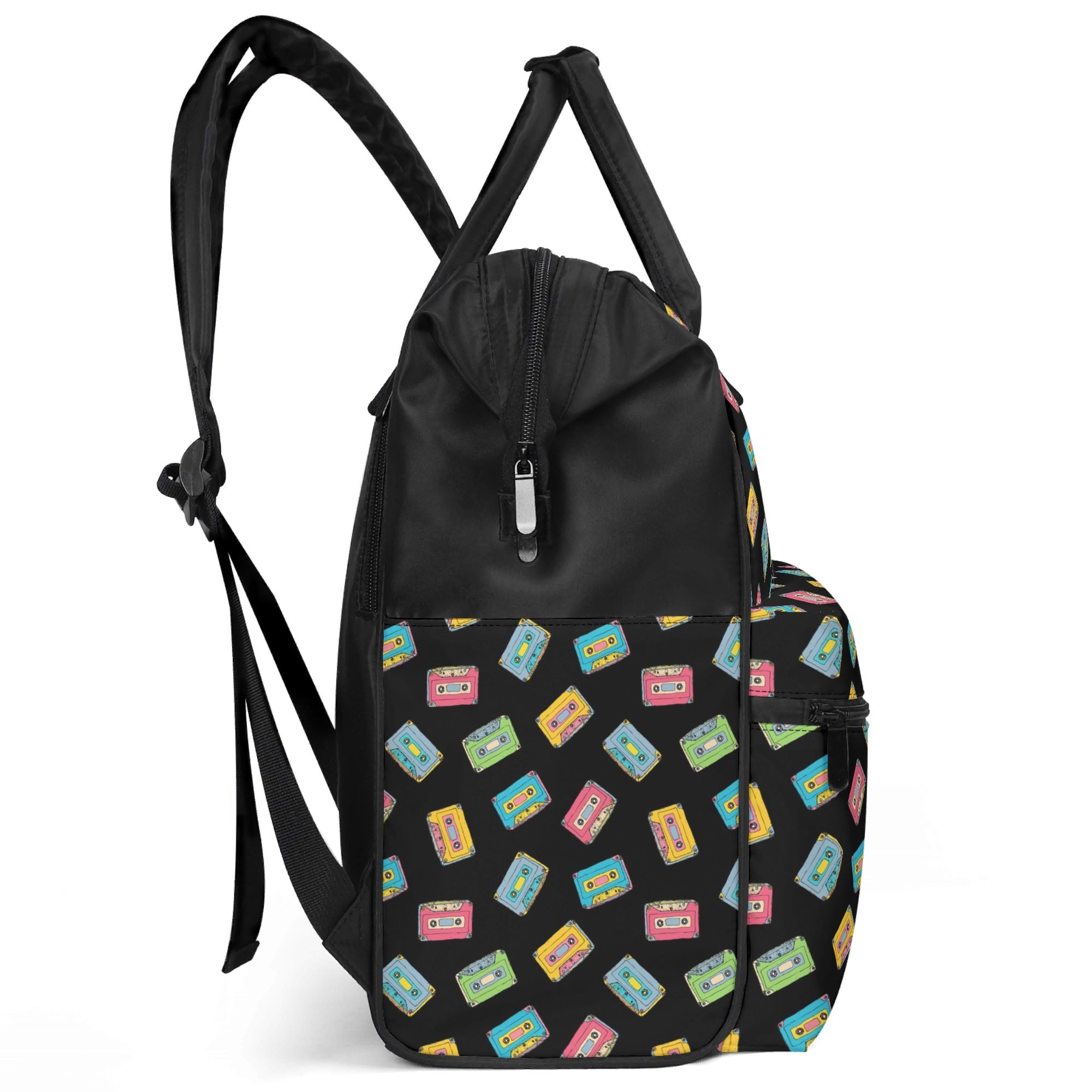 Colourful Cassette Tapes Multi Pocket Backpack Multi Pocket Backpack Music Printed Offshore Retro