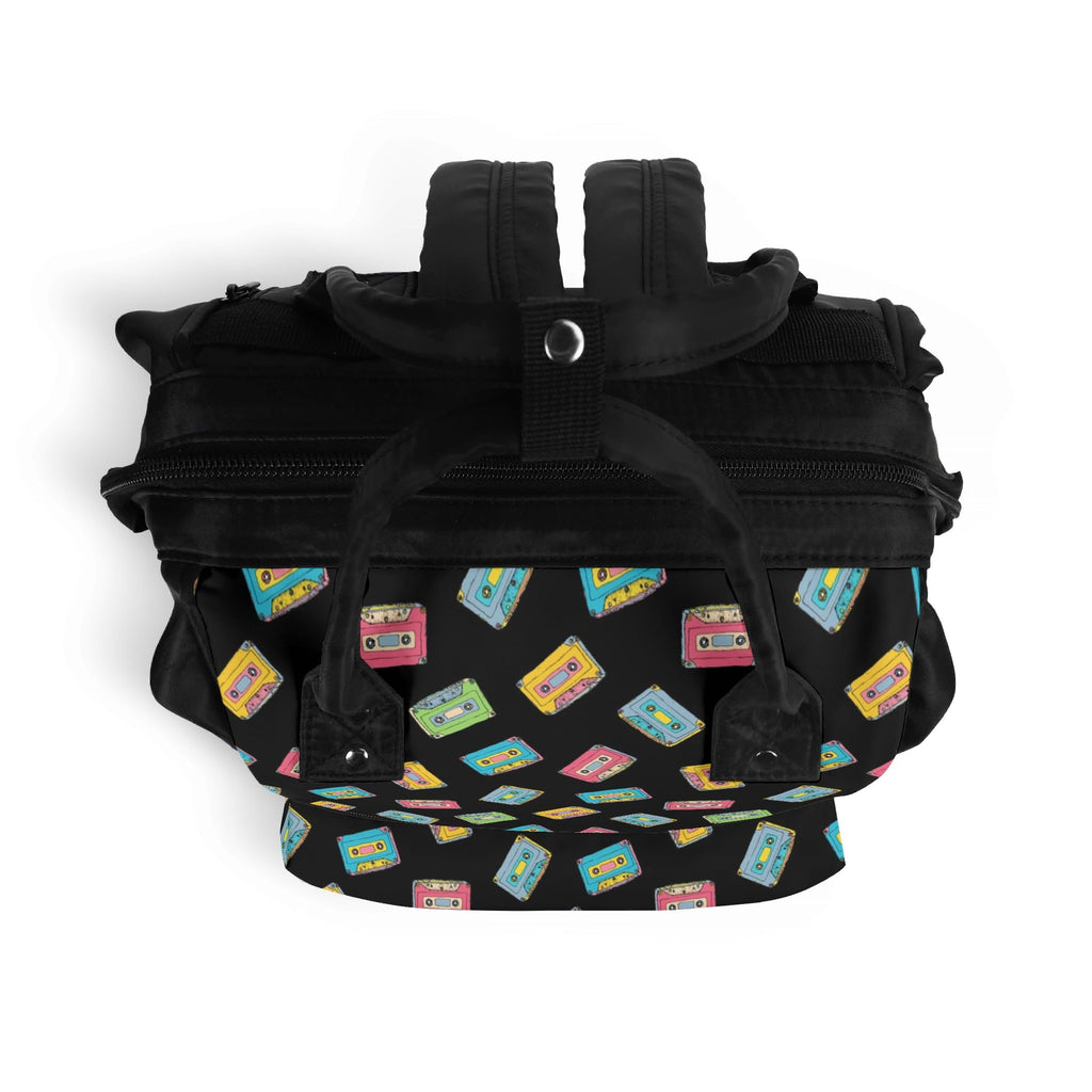 Colourful Cassette Tapes Multi Pocket Backpack Multi Pocket Backpack Music Printed Offshore Retro