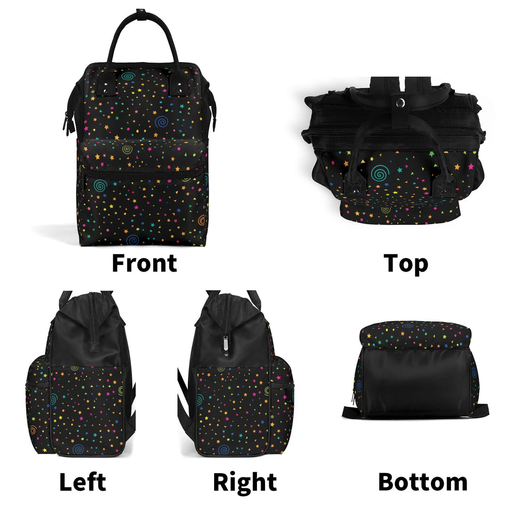 Stars And Swirls Multi Pocket Backpack Multi Pocket Backpack Printed Offshore