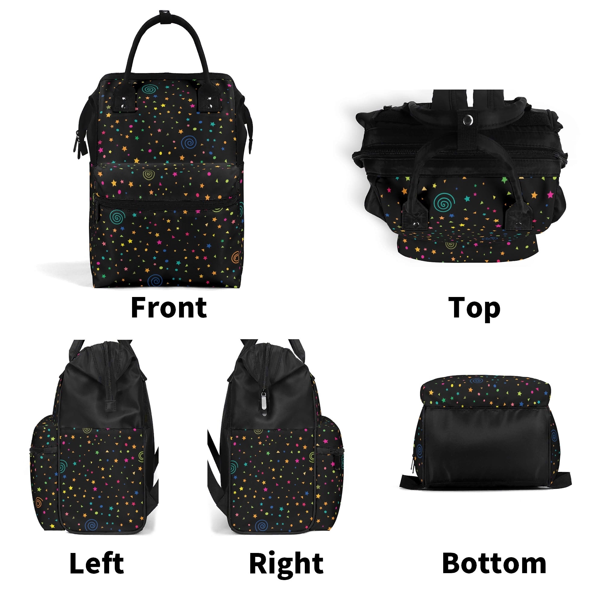 Stars And Swirls Multi Pocket Backpack Multi Pocket Backpack Printed Offshore