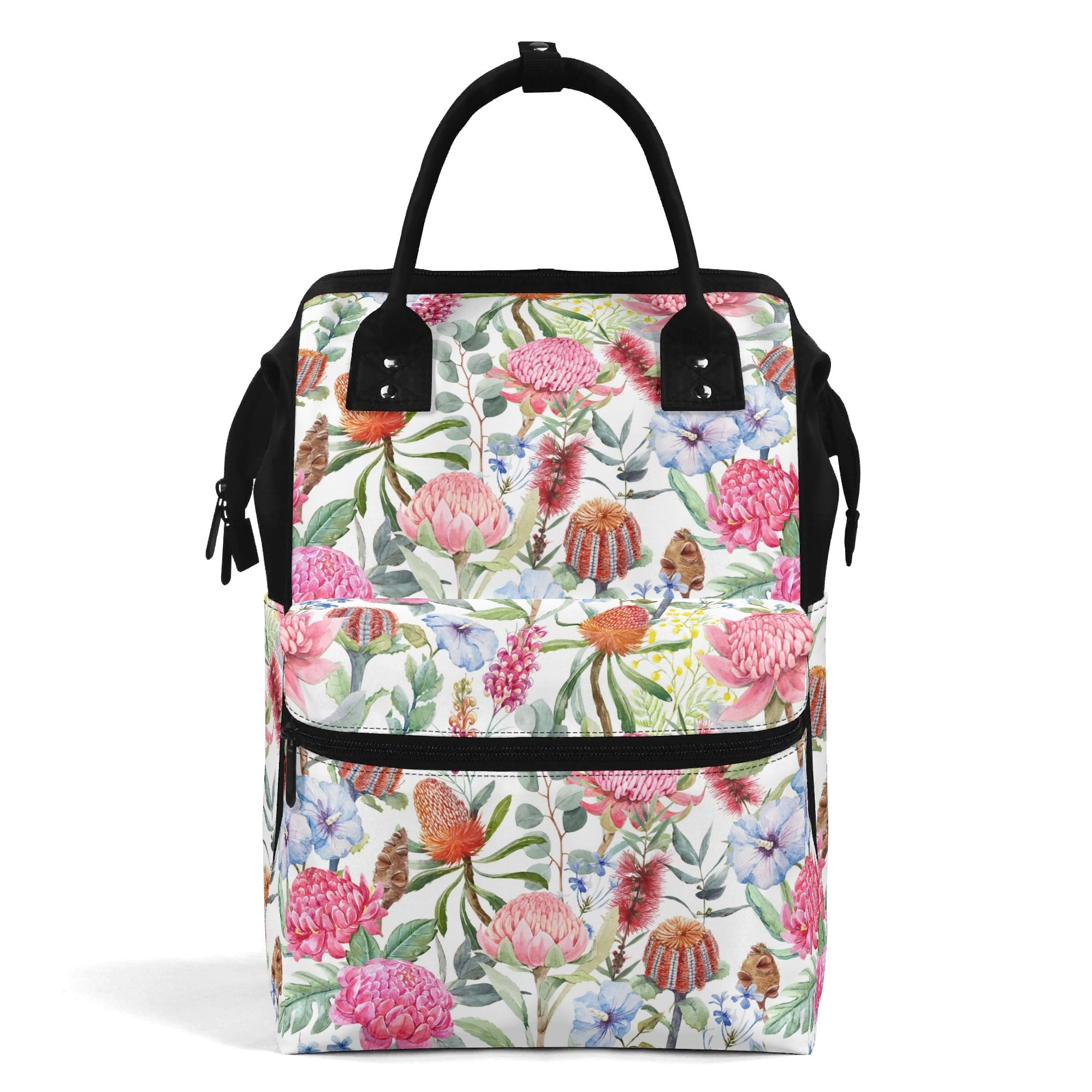 Australian Flowers Multi Pocket Backpack Default Title Multi Pocket Backpack Plants Printed Offshore