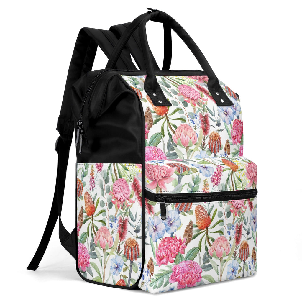 Australian Flowers Multi Pocket Backpack Multi Pocket Backpack Plants Printed Offshore