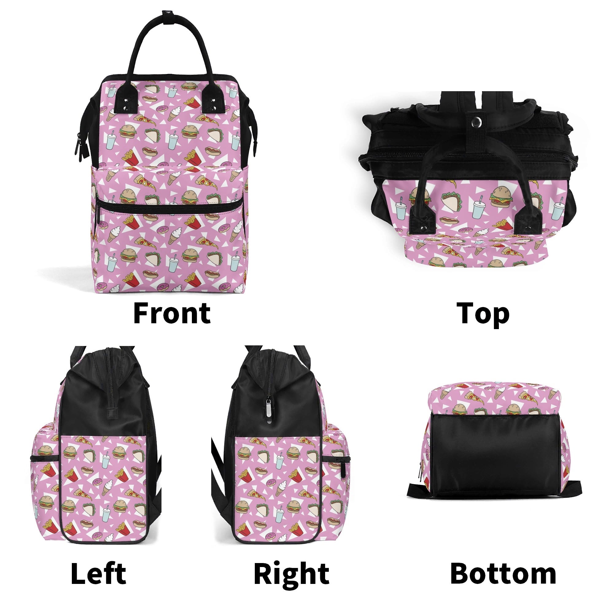 Fast Food Multi Pocket Backpack Multi Pocket Backpack Food Printed Offshore