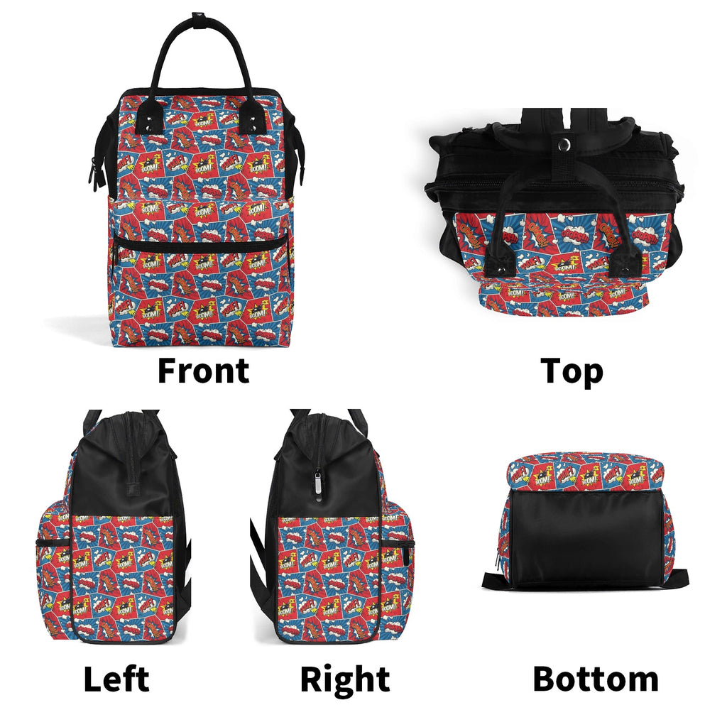 Comic Book Cells Multi Pocket Backpack Multi Pocket Backpack comic Printed Offshore