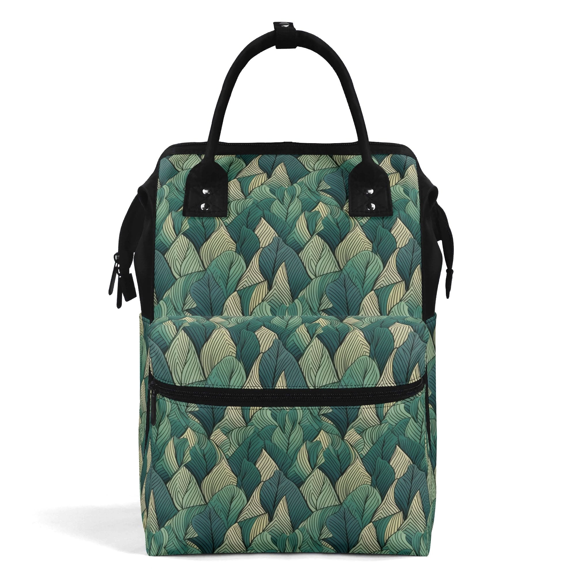 Leaf Pattern Multi Pocket Backpack Default Title Multi Pocket Backpack Plants Printed Offshore