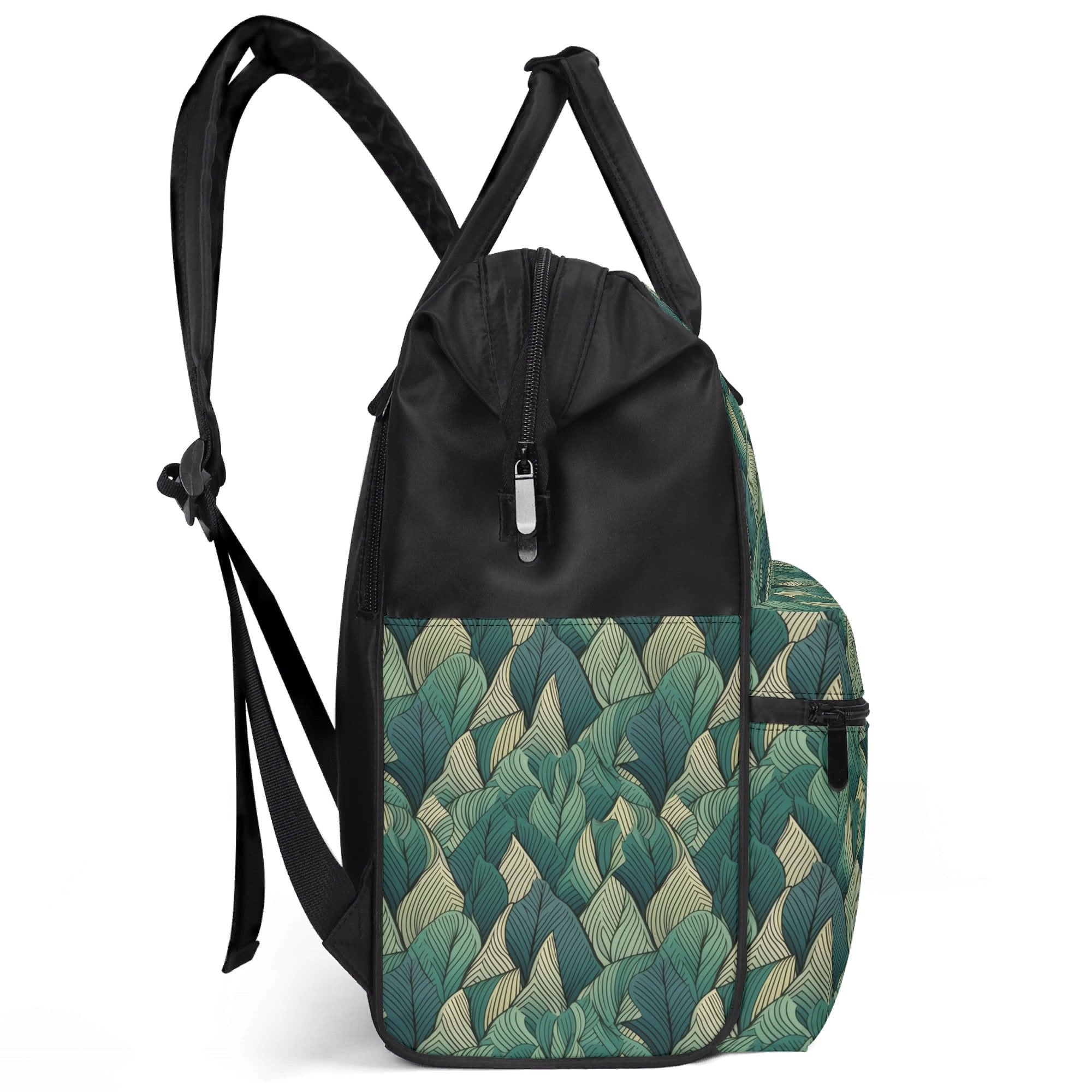Leaf Pattern Multi Pocket Backpack Multi Pocket Backpack Plants Printed Offshore