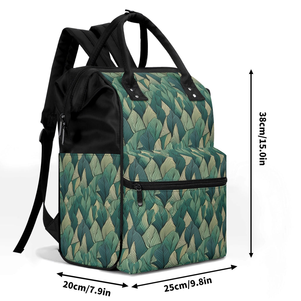 Leaf Pattern Multi Pocket Backpack Multi Pocket Backpack Plants Printed Offshore