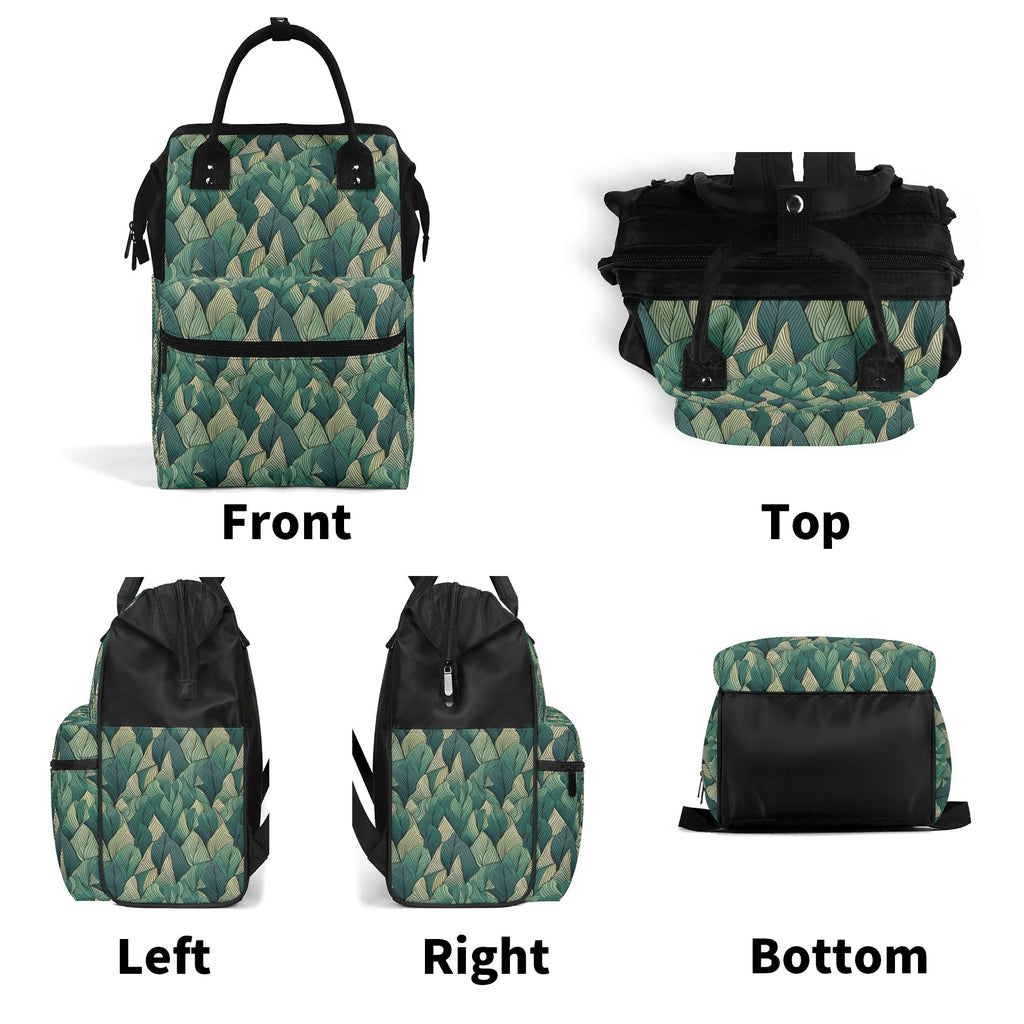 Leaf Pattern Multi Pocket Backpack Multi Pocket Backpack Plants Printed Offshore