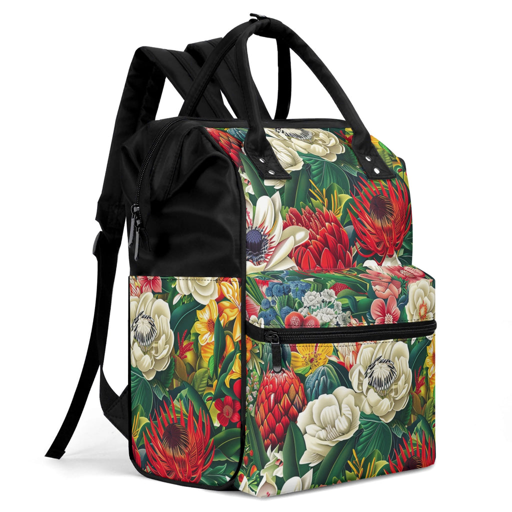 Australian Native Floral Multi Pocket Backpack Multi Pocket Backpack Plants Printed Offshore
