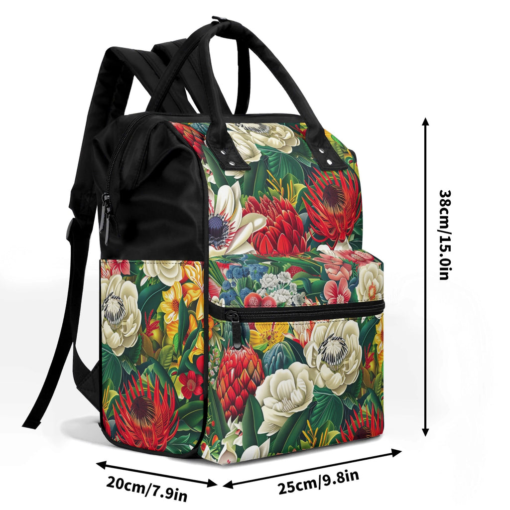 Australian Native Floral Multi Pocket Backpack Multi Pocket Backpack Plants Printed Offshore