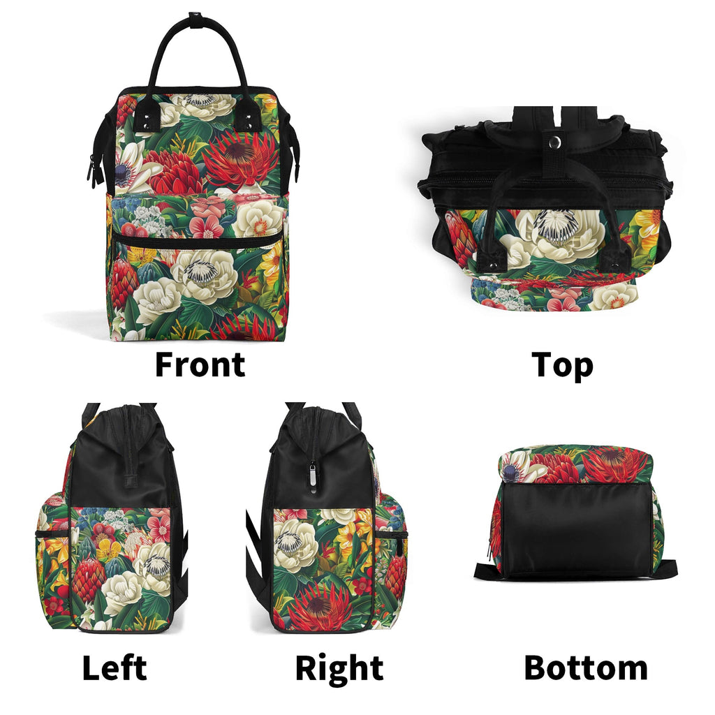 Australian Native Floral Multi Pocket Backpack Multi Pocket Backpack Plants Printed Offshore
