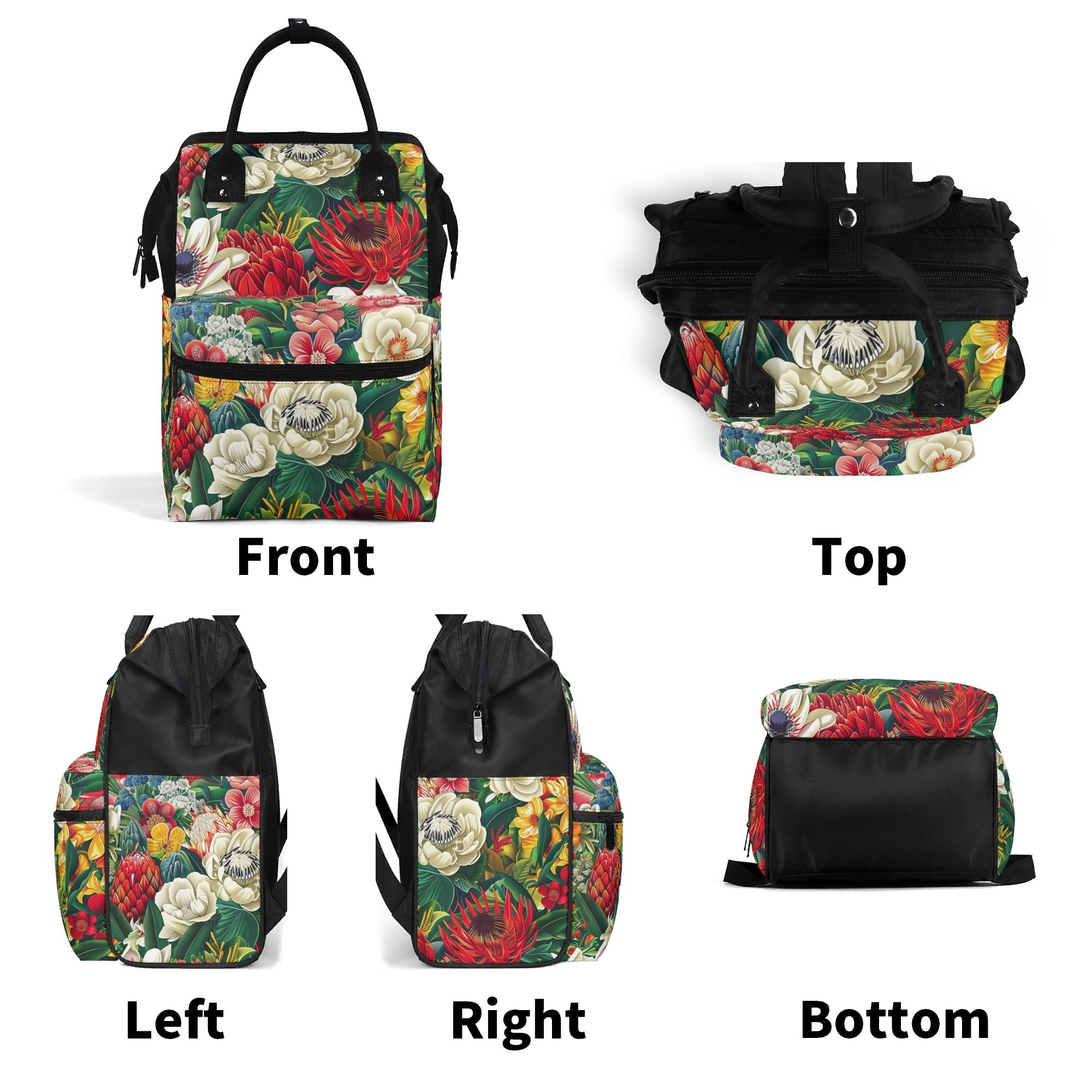 Australian Native Floral Multi Pocket Backpack Multi Pocket Backpack Plants Printed Offshore