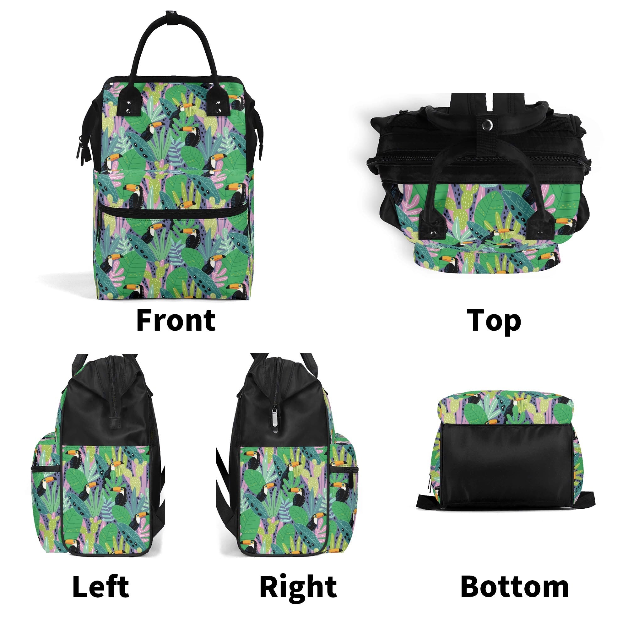 Bright Toucans Multi Pocket Backpack Multi Pocket Backpack animal Printed Offshore
