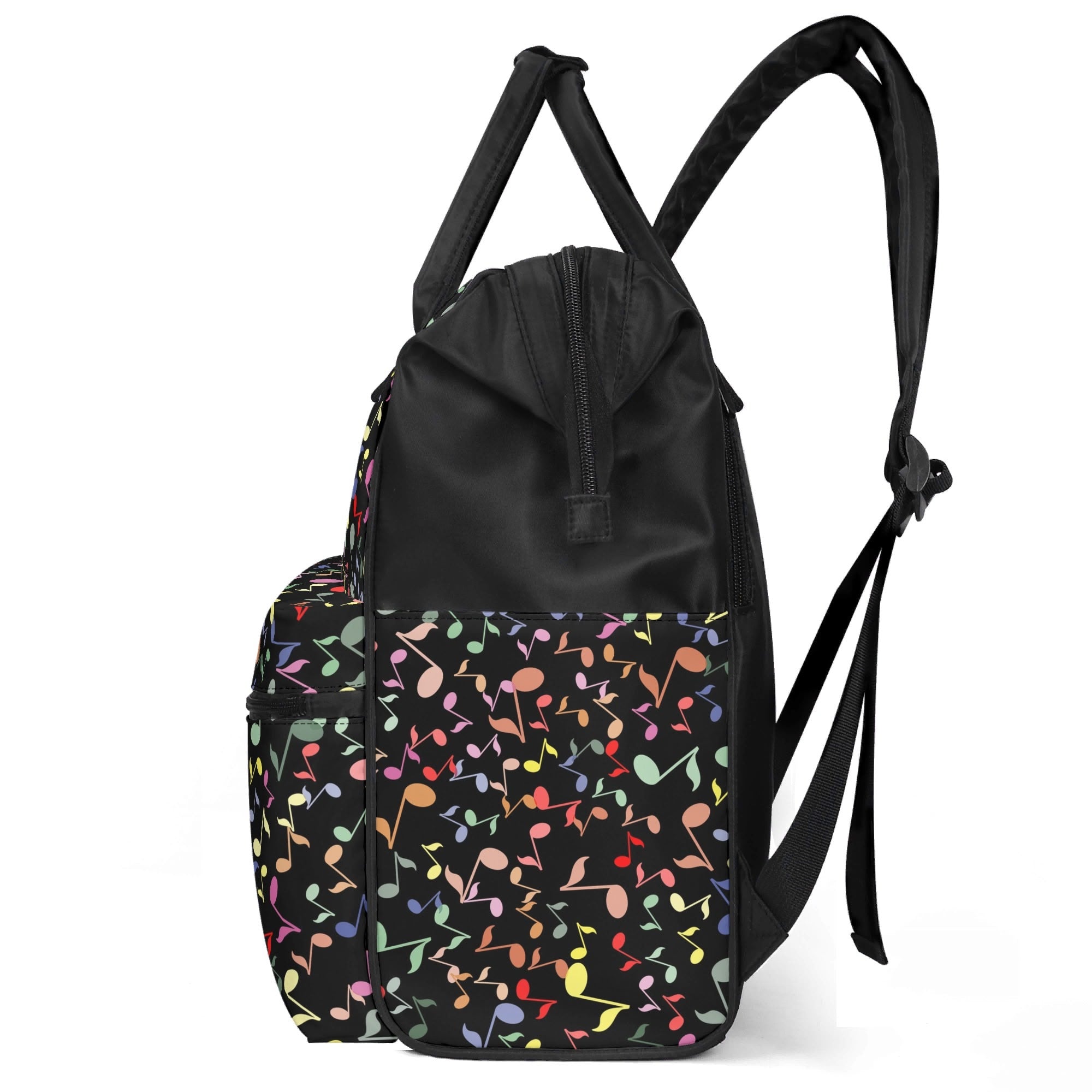 Quavers, Colourful Music Notes Multi Pocket Backpack Multi Pocket Backpack Music Printed Offshore