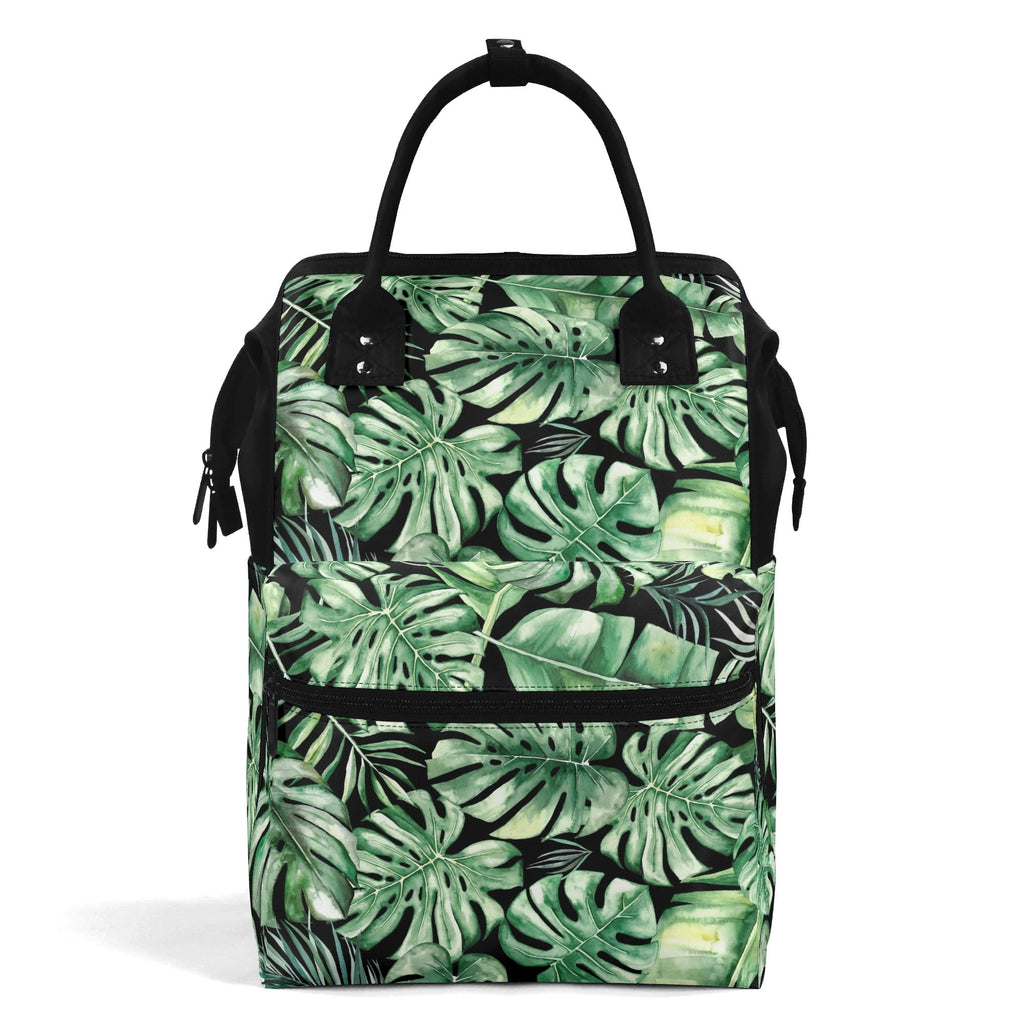Jungle Leaves Multi Pocket Backpack Default Title Multi Pocket Backpack Plants Printed Offshore