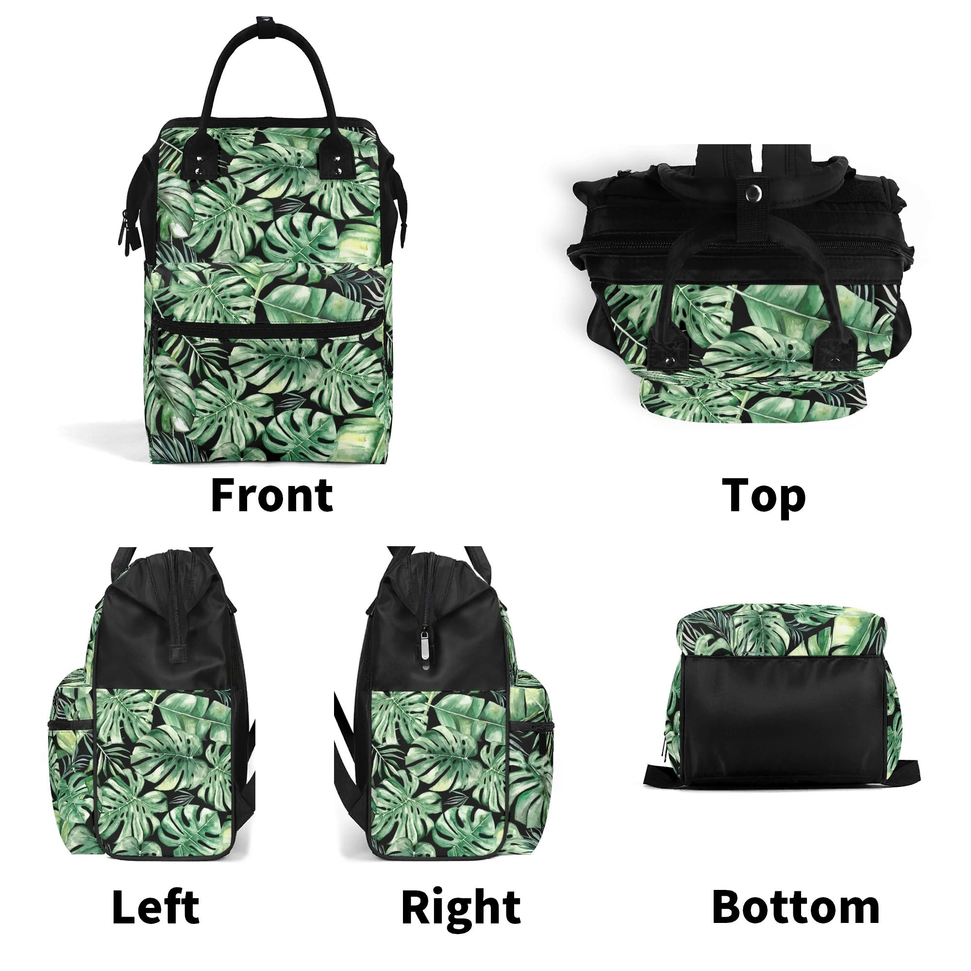 Jungle Leaves Multi Pocket Backpack Multi Pocket Backpack Plants Printed Offshore