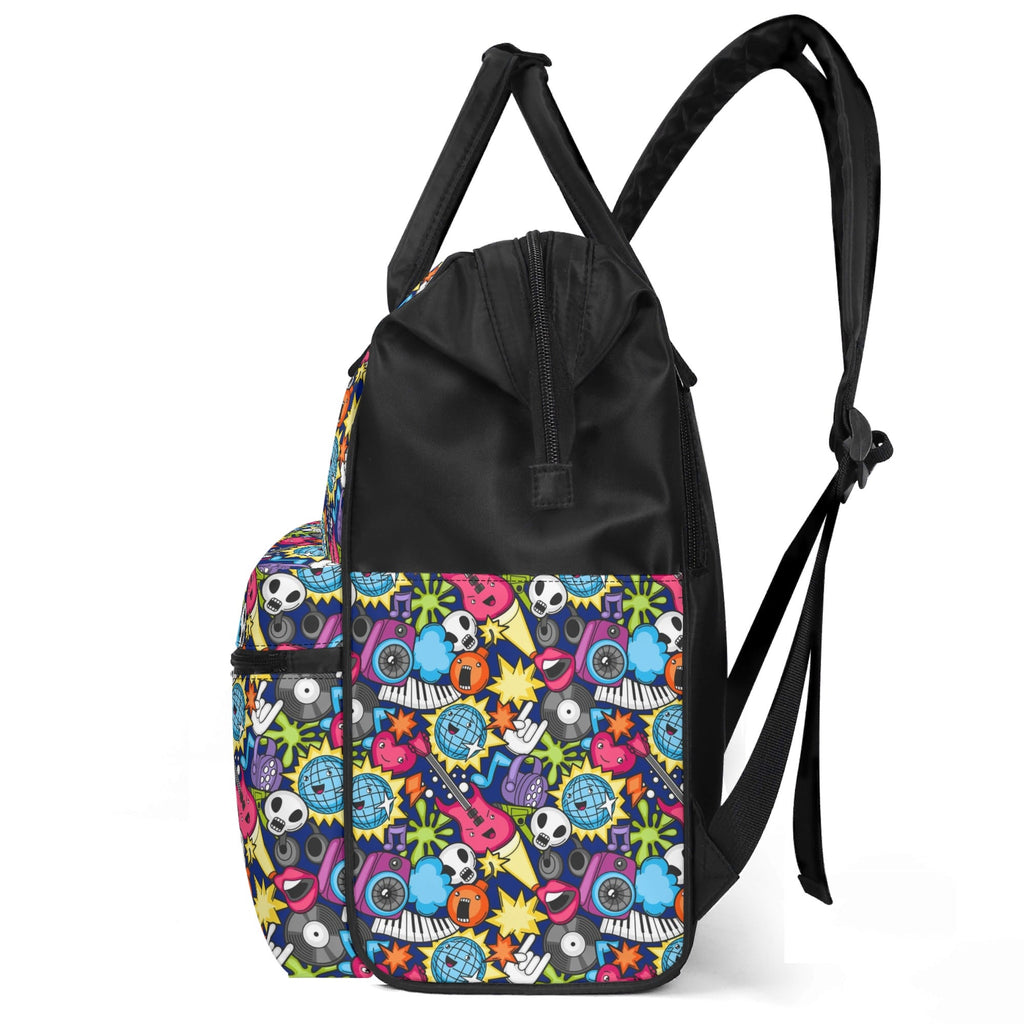 Sticker Music Multi Pocket Backpack Multi Pocket Backpack Music Printed Offshore