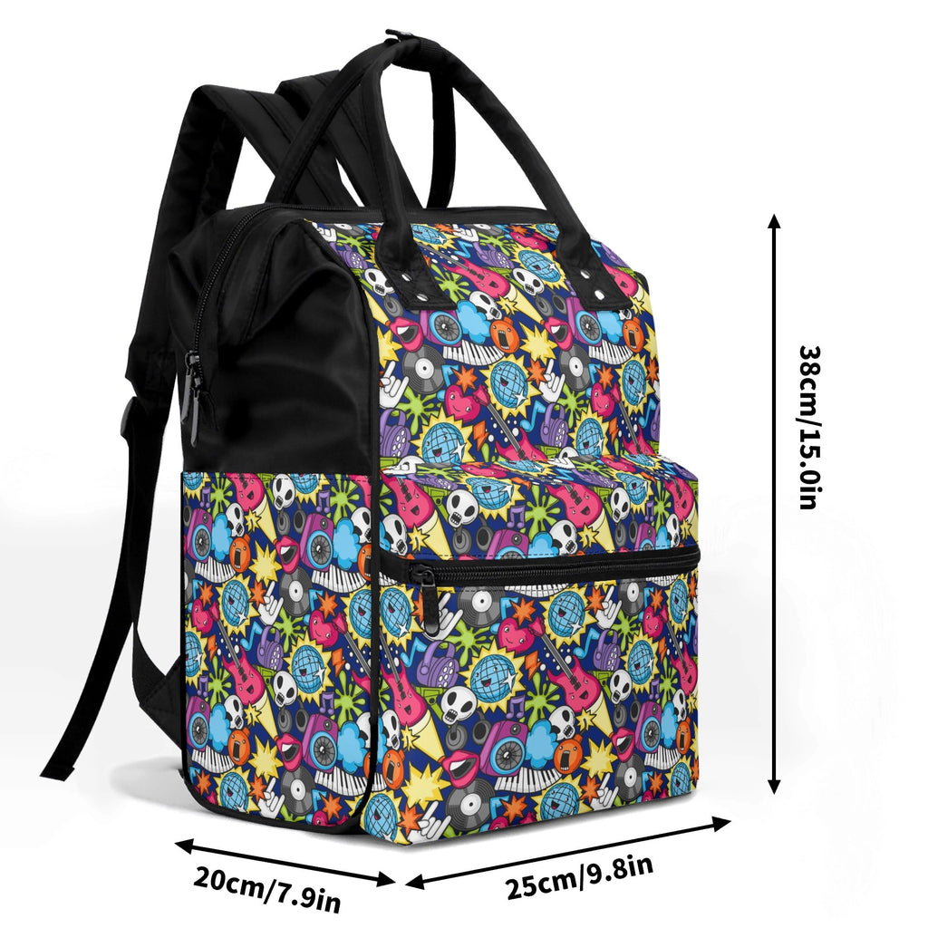 Sticker Music Multi Pocket Backpack Multi Pocket Backpack Music Printed Offshore